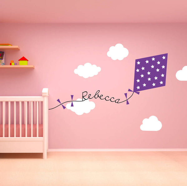 Personalised Kite And Clouds Wall Sticker